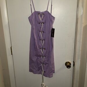 Purple Lace-Up Dress